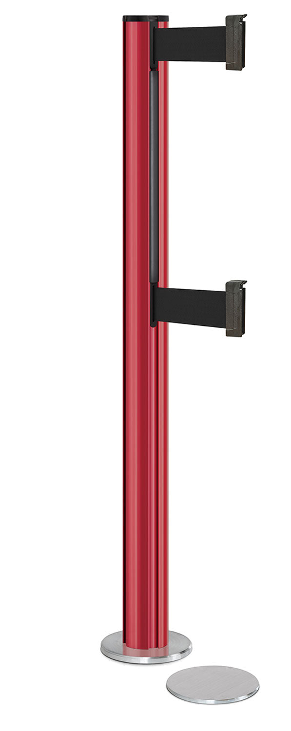 Beltrac 3000 ADA Magnetic Dual-Belt Stanchion - TR - Torch Red - 5.5" Heavy Magnetic - 10 FT