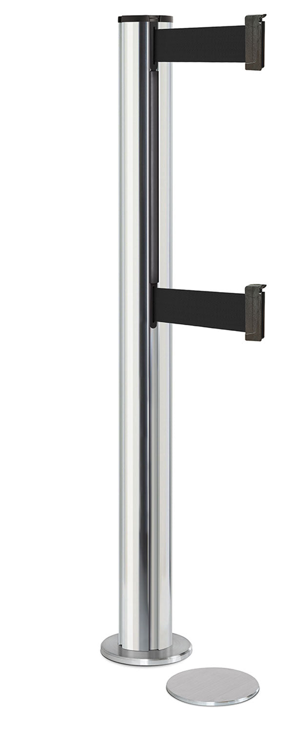 Beltrac 3000 ADA Magnetic Dual-Belt Stanchion - CL - Chrome - 5.5" Heavy Magnetic - 15 FT