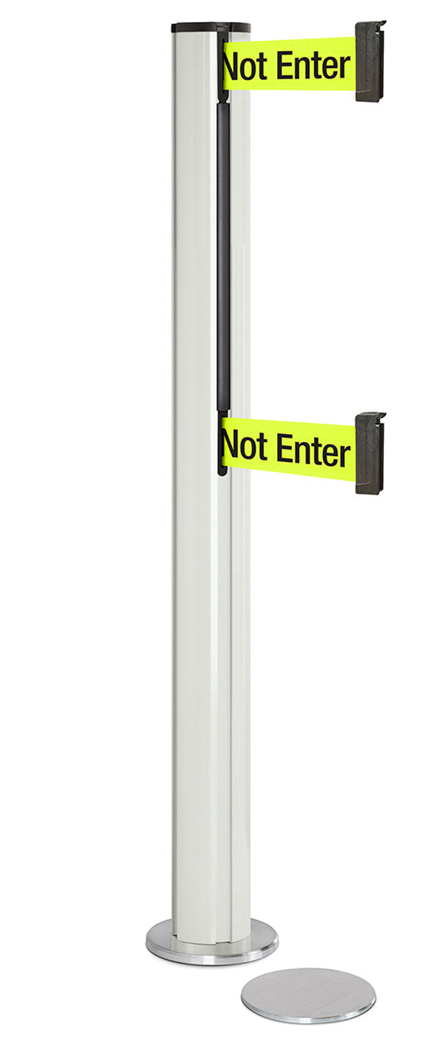 Beltrac 3000 ADA Magnetic Dual-Belt Stanchion - LW - Lavi White - 5.5" Heavy Magnetic - 15 FT