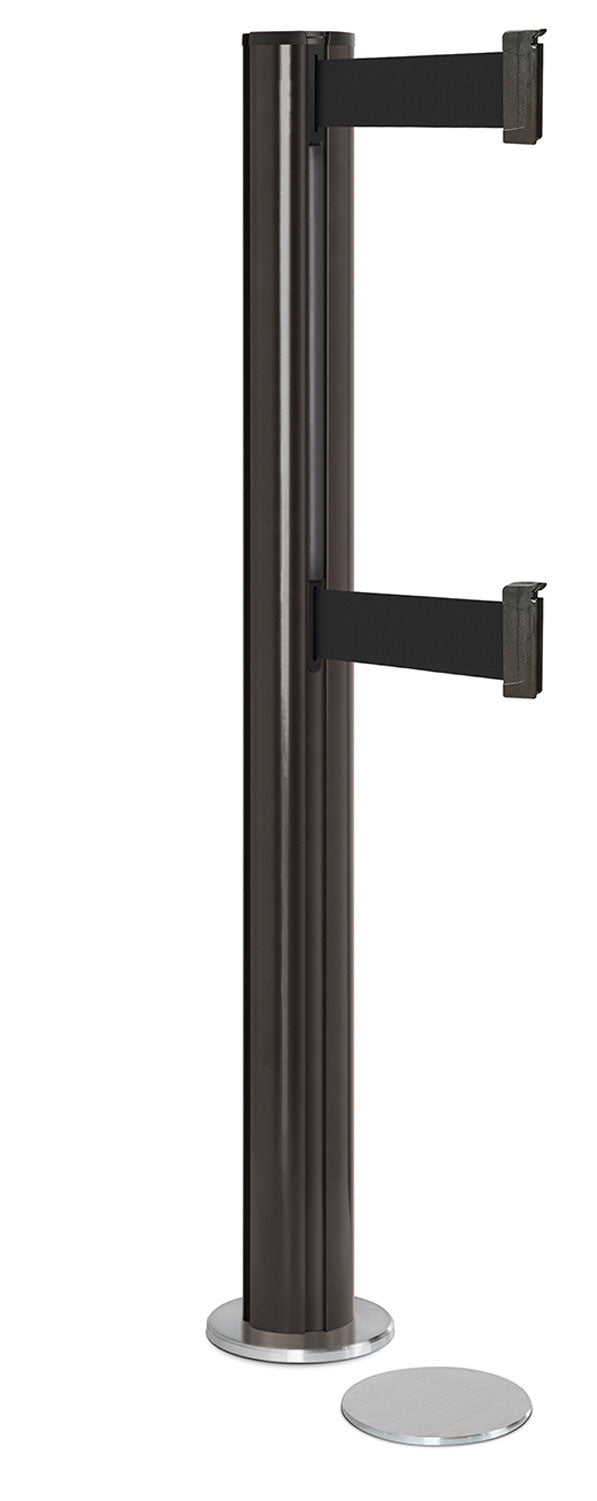 Beltrac 3000 ADA Magnetic Dual-Belt Stanchion - SB - Statuary Bronze - 5.5" Heavy Magnetic - 15 FT