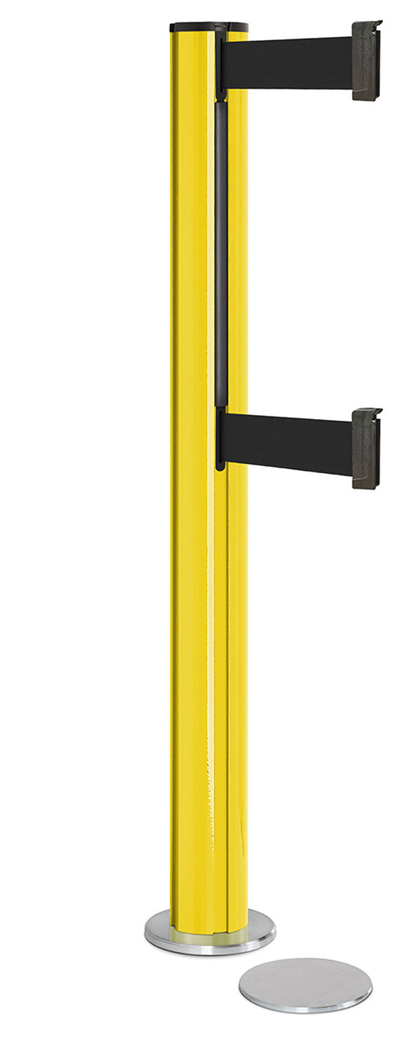 Beltrac 3000 ADA Magnetic Dual-Belt Stanchion - YL - Yellow - 5.5" Heavy Magnetic - 15 FT