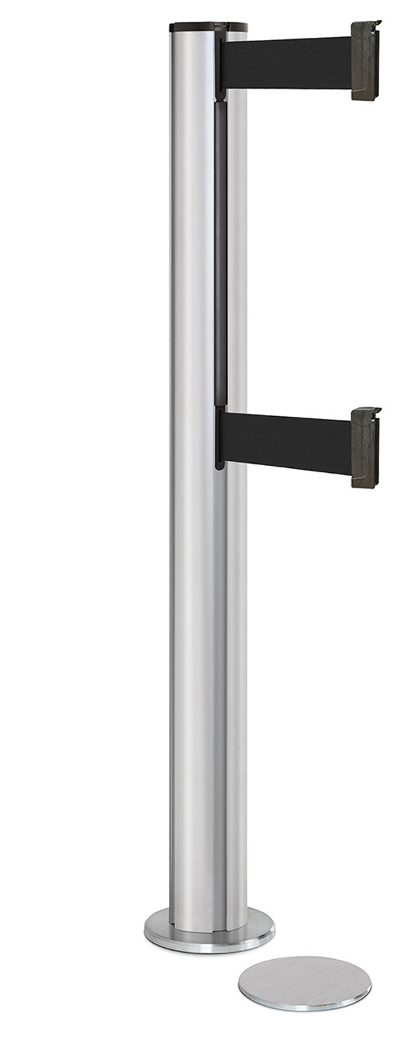Beltrac 3000 ADA Magnetic Dual-Belt Stanchion - SA - Satin - 5.5" Magnetic - 15 FT