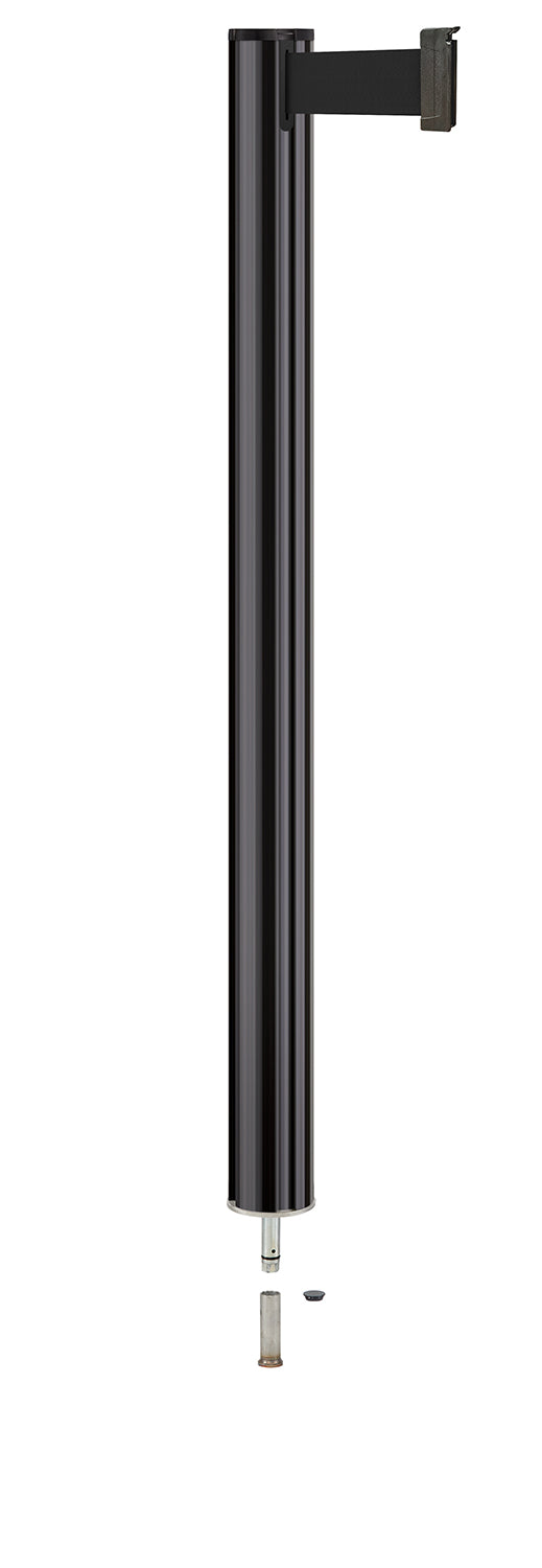 Beltrac 3000 Removable Retractable Belt Stanchion - GB - Gloss Black - Pin Socket