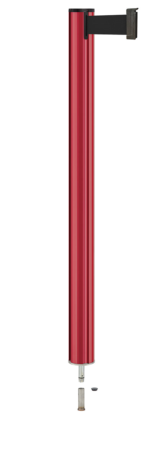 Beltrac 3000 Removable Retractable Belt Stanchion - TR - Torch Red - Pin Socket