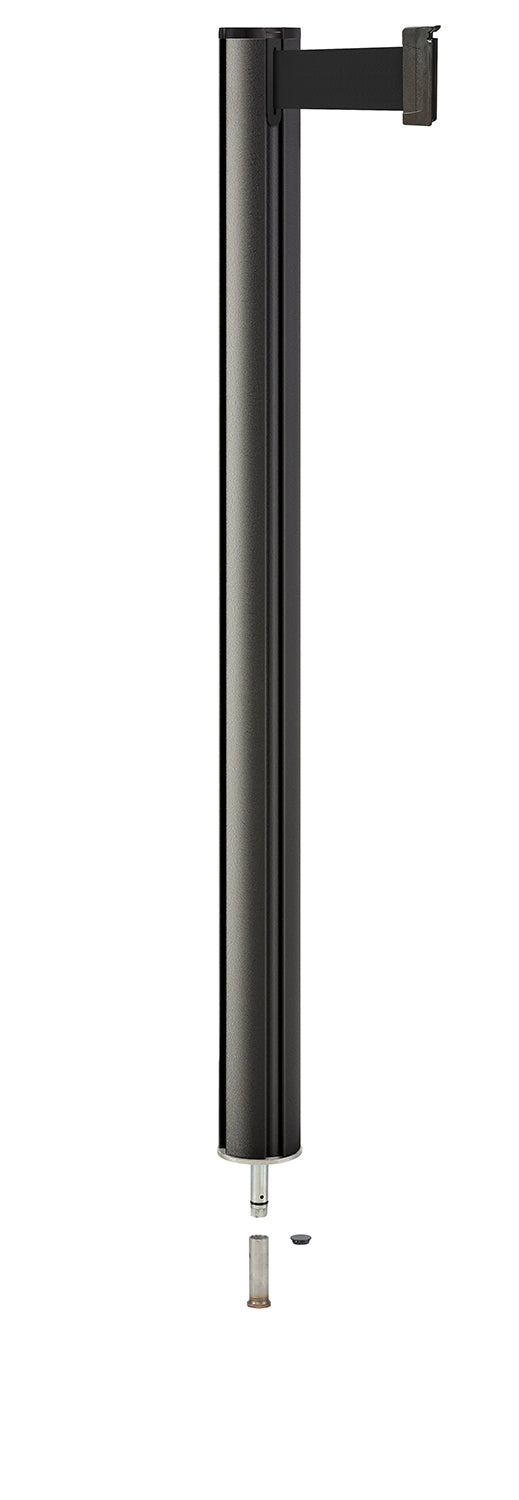 Beltrac 3000 Removable Retractable Belt Stanchion - WB - Wrinkle Black - Pin Socket