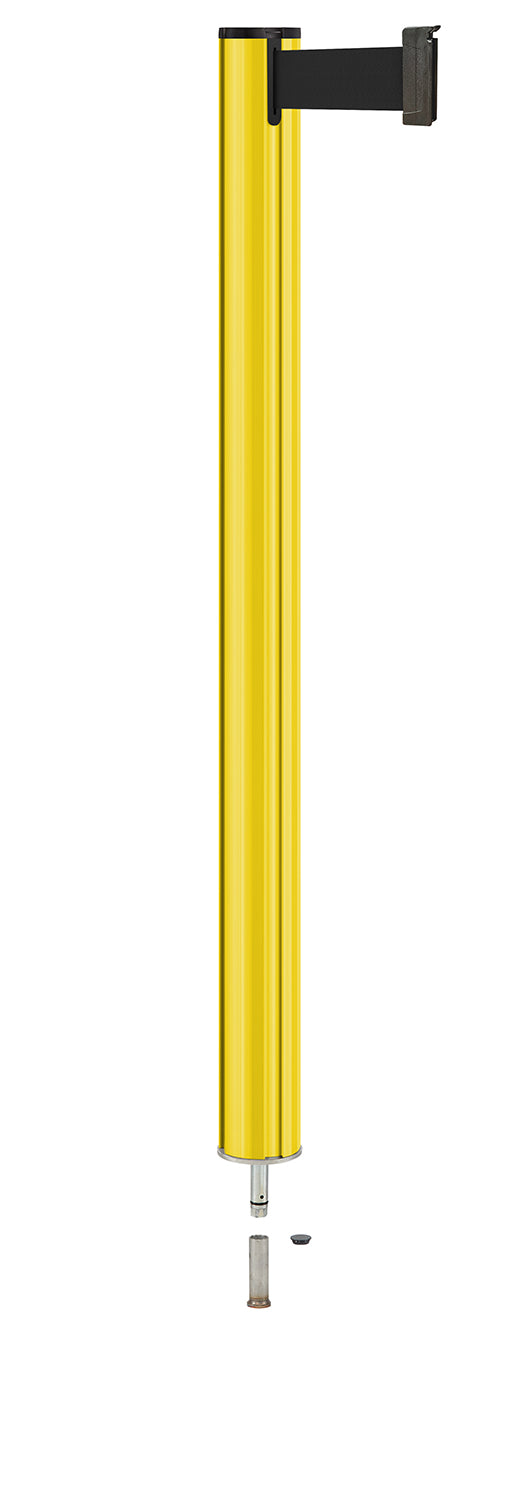 Beltrac 3000 Removable Retractable Belt Stanchion - YL - Yellow - Pin Socket