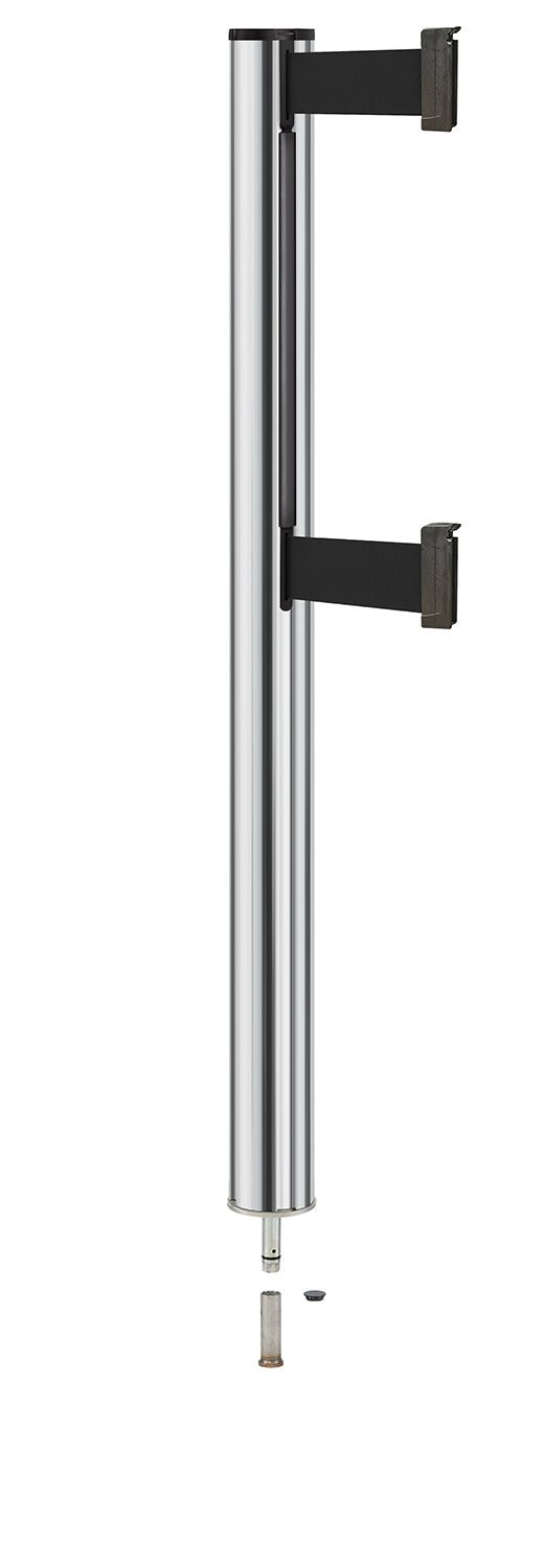 Beltrac 3000 ADA Removable Dual-Belt Stanchion - CL - Chrome - 15 FT