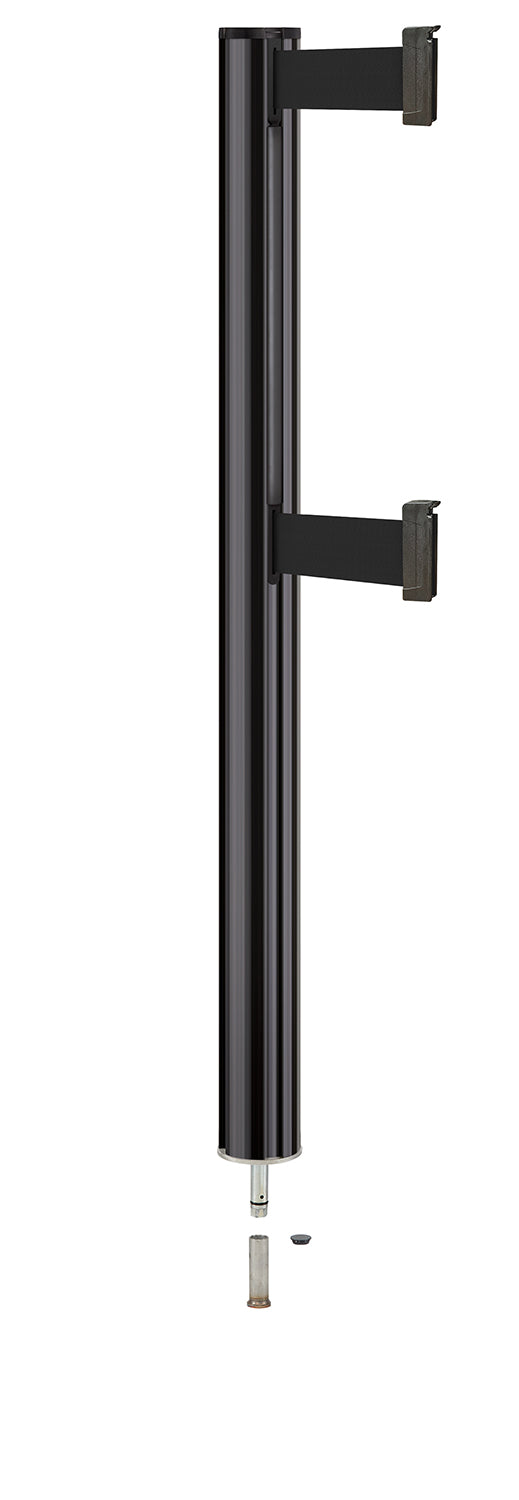 Beltrac 3000 ADA Removable Dual-Belt Stanchion - GB - Gloss Black - 15 FT