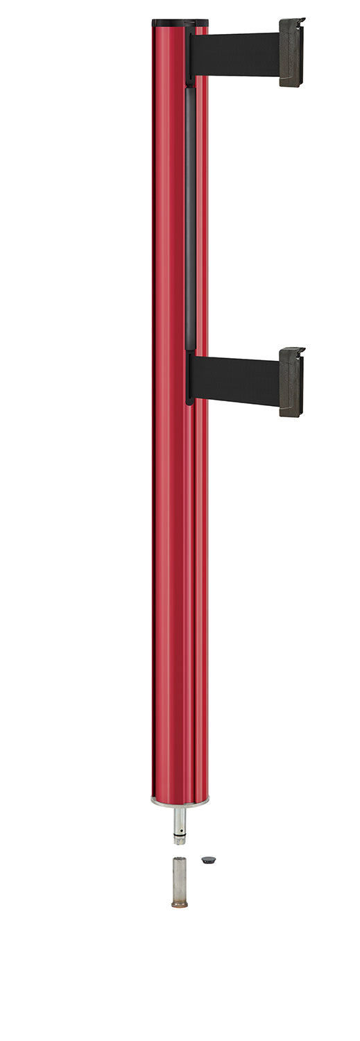 Beltrac 3000 ADA Removable Dual-Belt Stanchion - TR - Torch Red - 15 FT