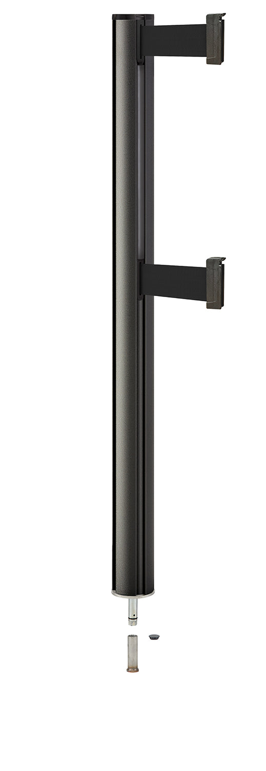 Beltrac 3000 ADA Removable Dual-Belt Stanchion - WB - Wrinkle Black - 15 FT