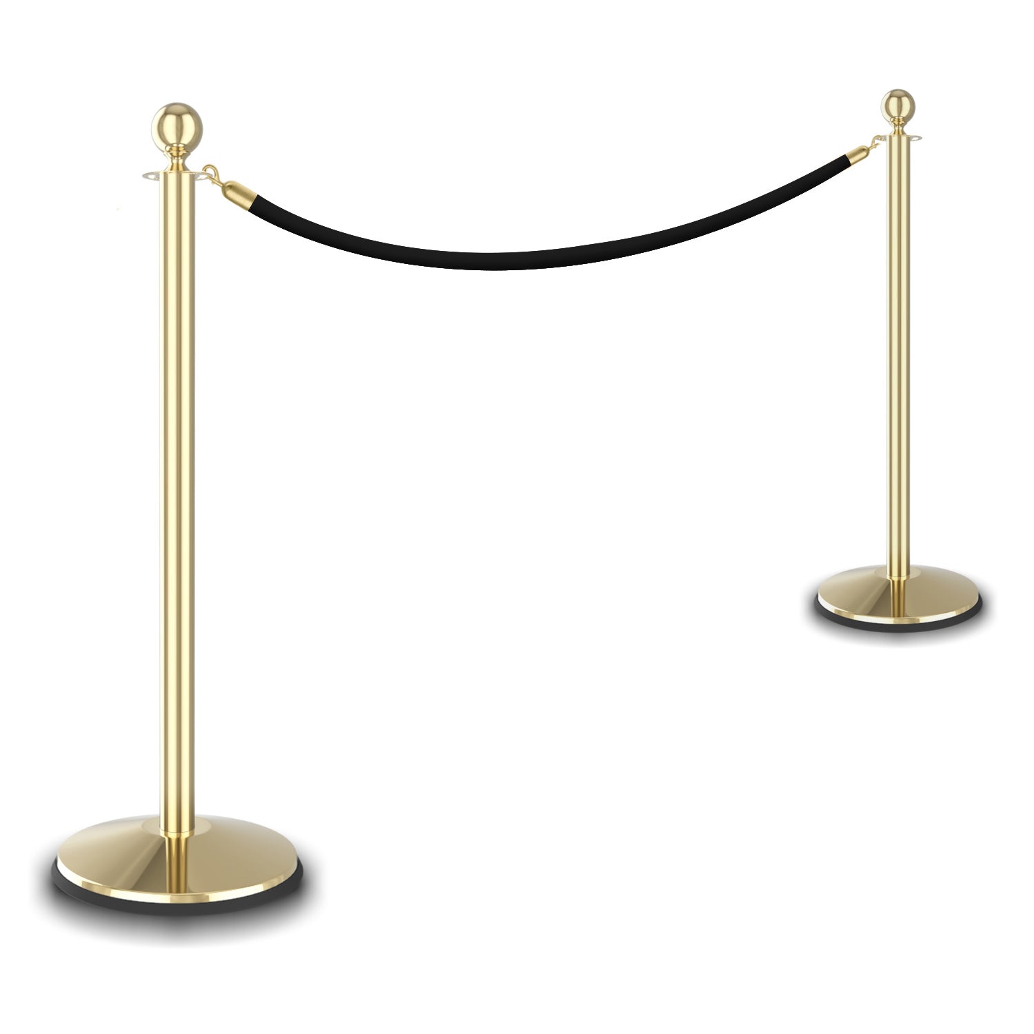PRIME ball top post and rope set with black velvet rope