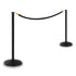 PRIME flat top post and rope set, black rope with polished brass effect snap ends