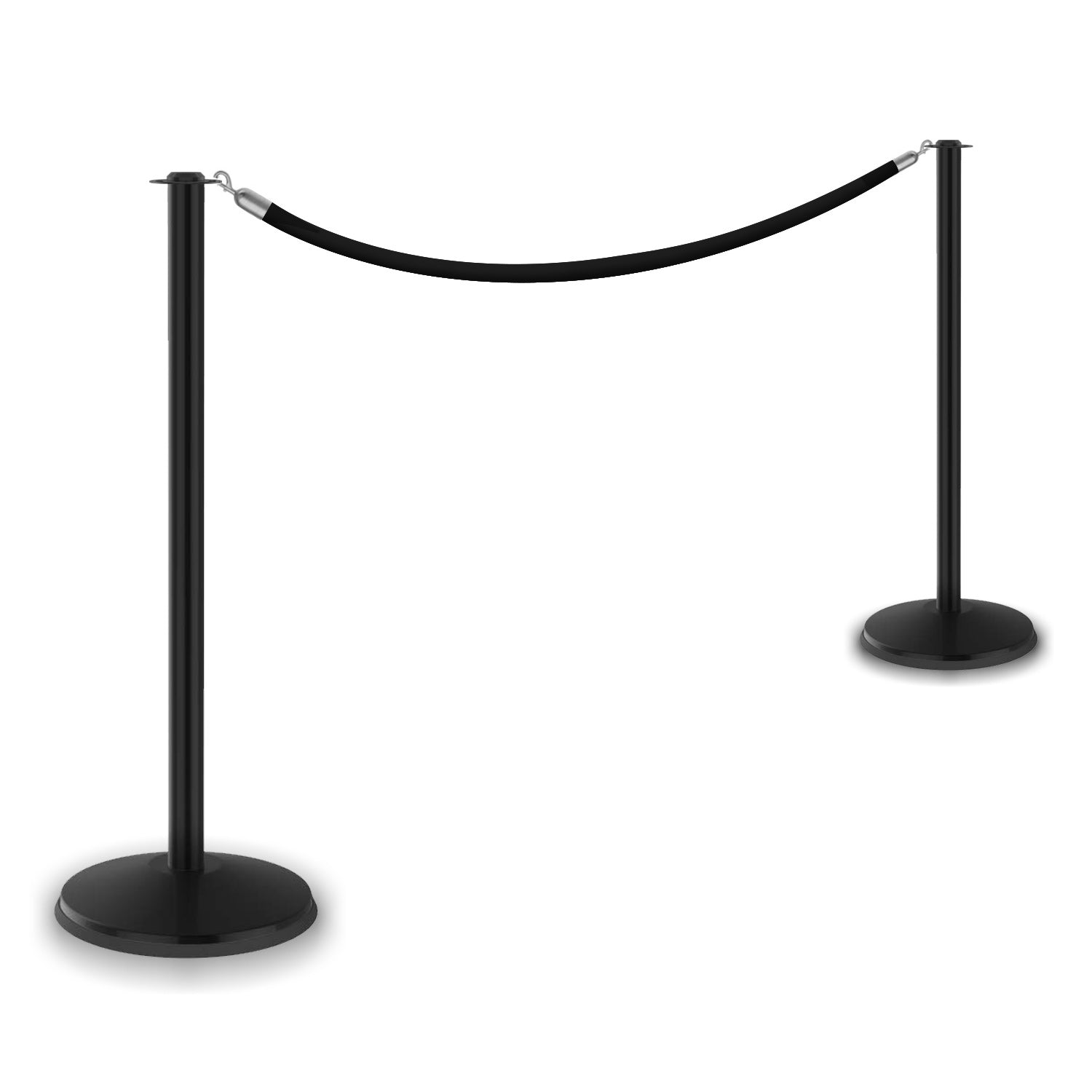 PRIME flat top post and rope set, black rope with polished chrome snap ends