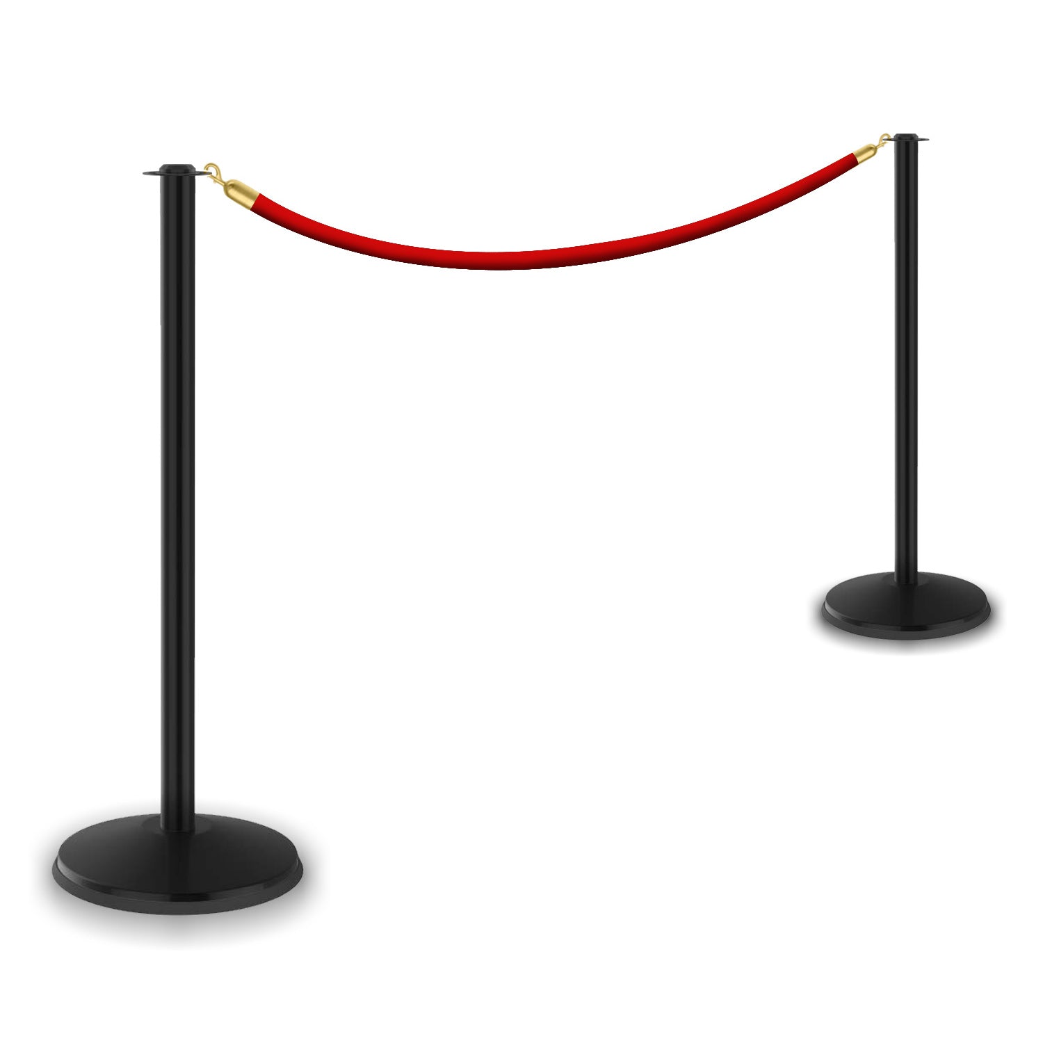 PRIME flat top post and rope set, red rope with polished brass effect snap ends