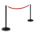 PRIME flat top post and rope set, red rope with polished brass effect snap ends