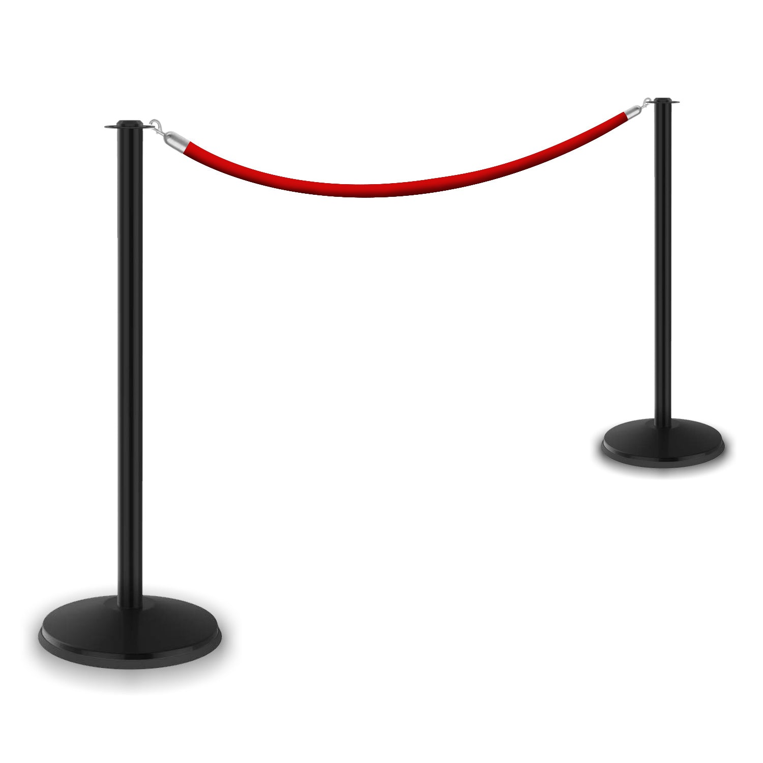 PRIME flat top post and rope set, red rope with polished chrome snap ends