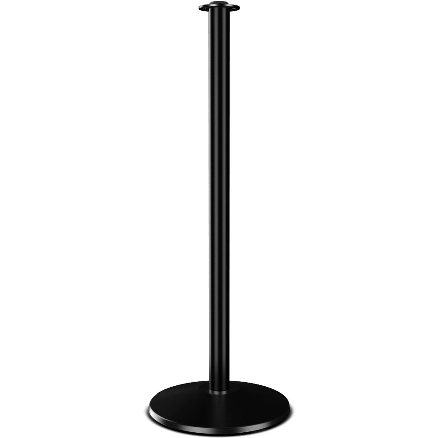 Heavy duty flat top rope stanchion in smooth black with sloped cast iron base
