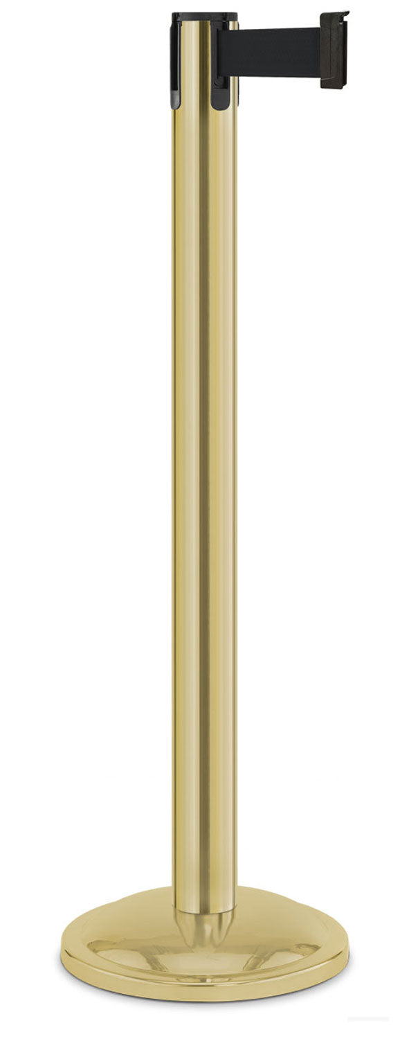 Contempo Portable Retractable Belt Stanchion - BG - Brushed Gold - 12" Rounded