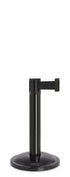 Contempo Exhibit Post | 24 in Retractable Belt Stanchion - GB - Gloss Black - 12" Rounded