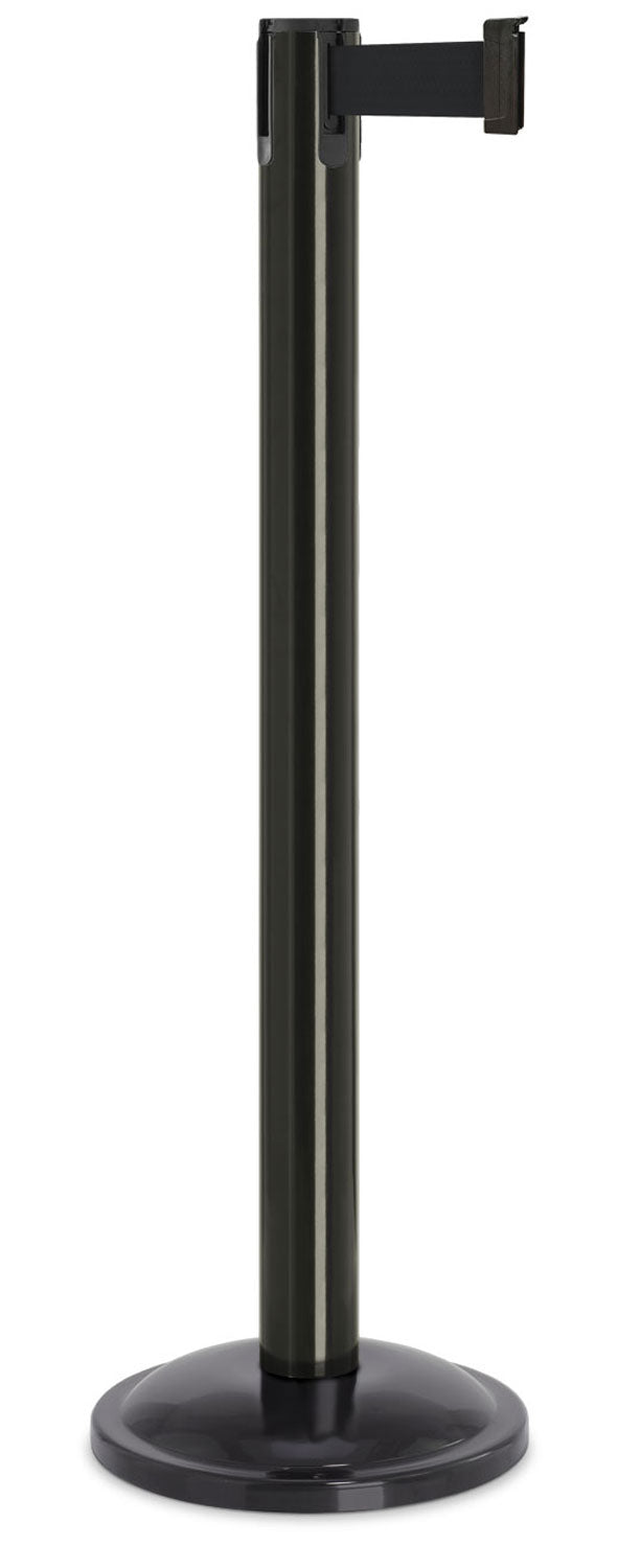 Contempo Portable Retractable Belt Stanchion - GB - Gloss Black - 12" Rounded
