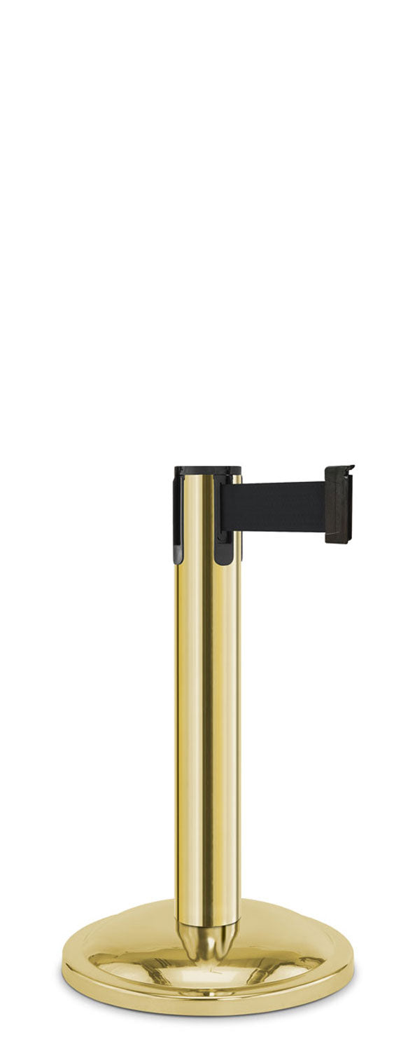 Contempo Exhibit Post | 24 in Retractable Belt Stanchion - GD - Gold - 12" Rounded