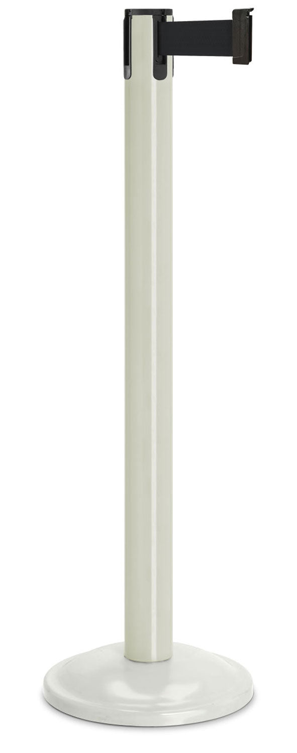 Contempo Portable Retractable Belt Stanchion - LW - Lavi White - 12" Rounded