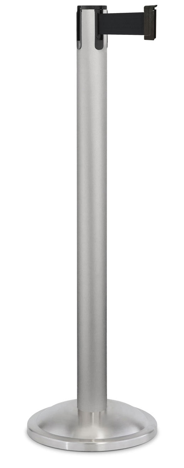 Contempo Portable Retractable Belt Stanchion - SA - Satin - 12" Rounded