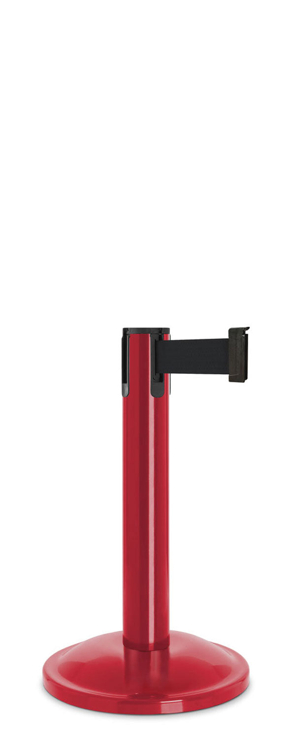 Contempo Exhibit Post | 24 in Retractable Belt Stanchion - TR - Torch Red - 12" Rounded