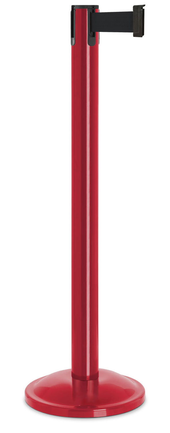 Contempo Portable Retractable Belt Stanchion - TR - Torch Red - 12" Rounded