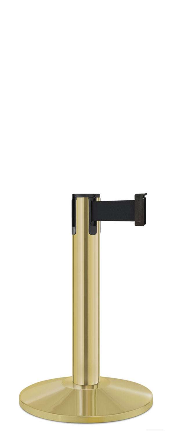 Contempo Exhibit Post | 24 in Retractable Belt Stanchion - BG - Brushed Gold - 14" Sloped