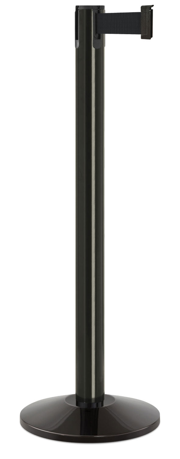 Contempo Portable Retractable Belt Stanchion - GB - Gloss Black - 14" Sloped