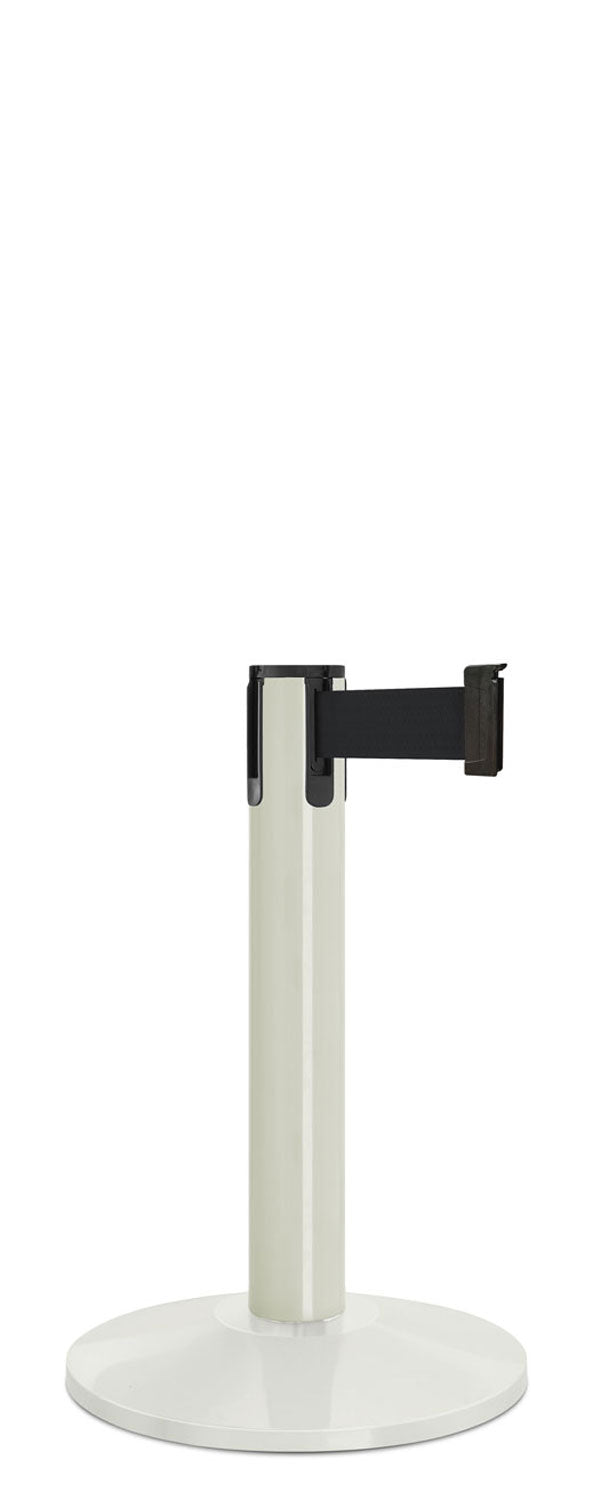 Contempo Exhibit Post | 24 in Retractable Belt Stanchion - LW - Lavi White - 14" Sloped