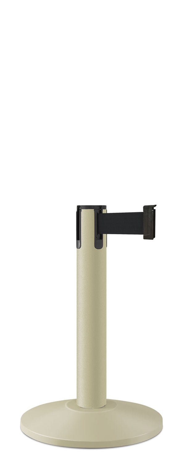 Contempo Exhibit Post | 24 in Retractable Belt Stanchion - PS - Pacific Sand - 14" Sloped
