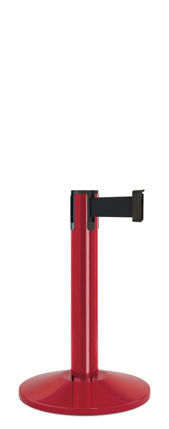 Contempo Exhibit Post | 24 in Retractable Belt Stanchion - TR - Torch Red - 14" Sloped