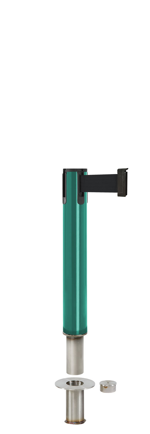 Contempo Exhibit Post | 24 in Retractable Belt Stanchion - CS - Custom - Floor Socket