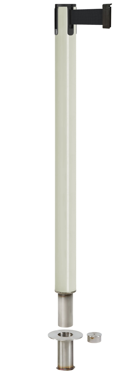 Contempo Removable Retractable Belt Stanchion - LW - Lavi White - Floor Socket