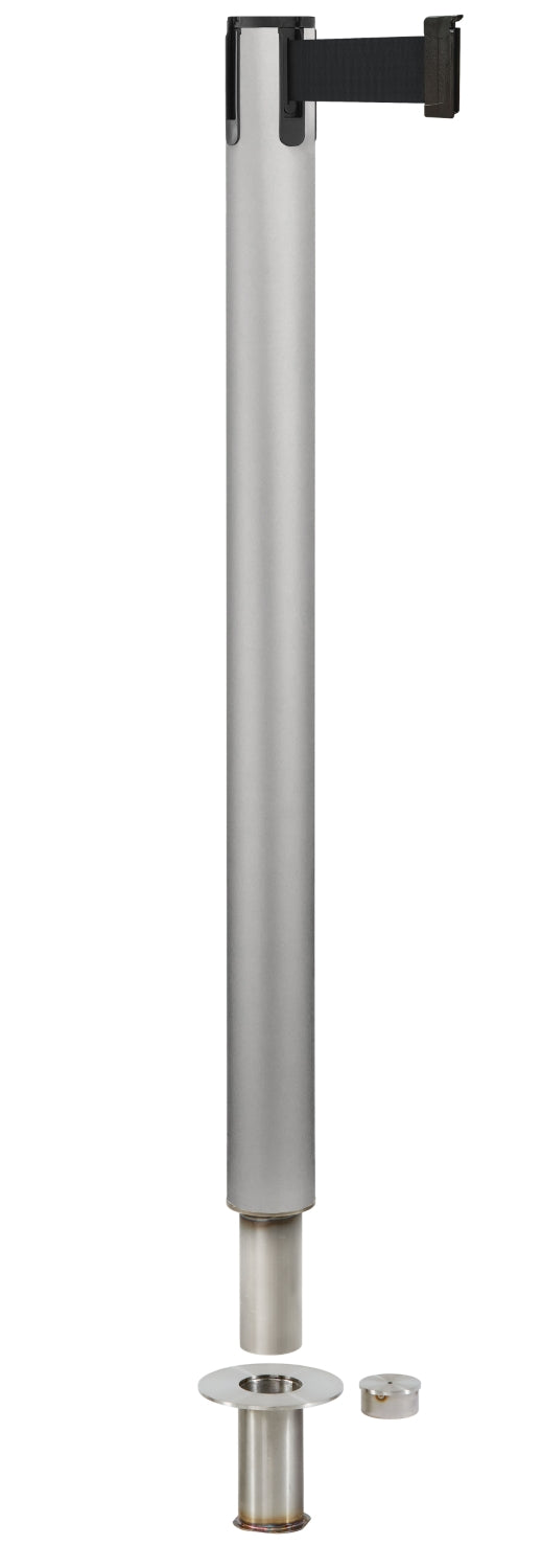 Contempo Removable Retractable Belt Stanchion - SA - Satin - Floor Socket