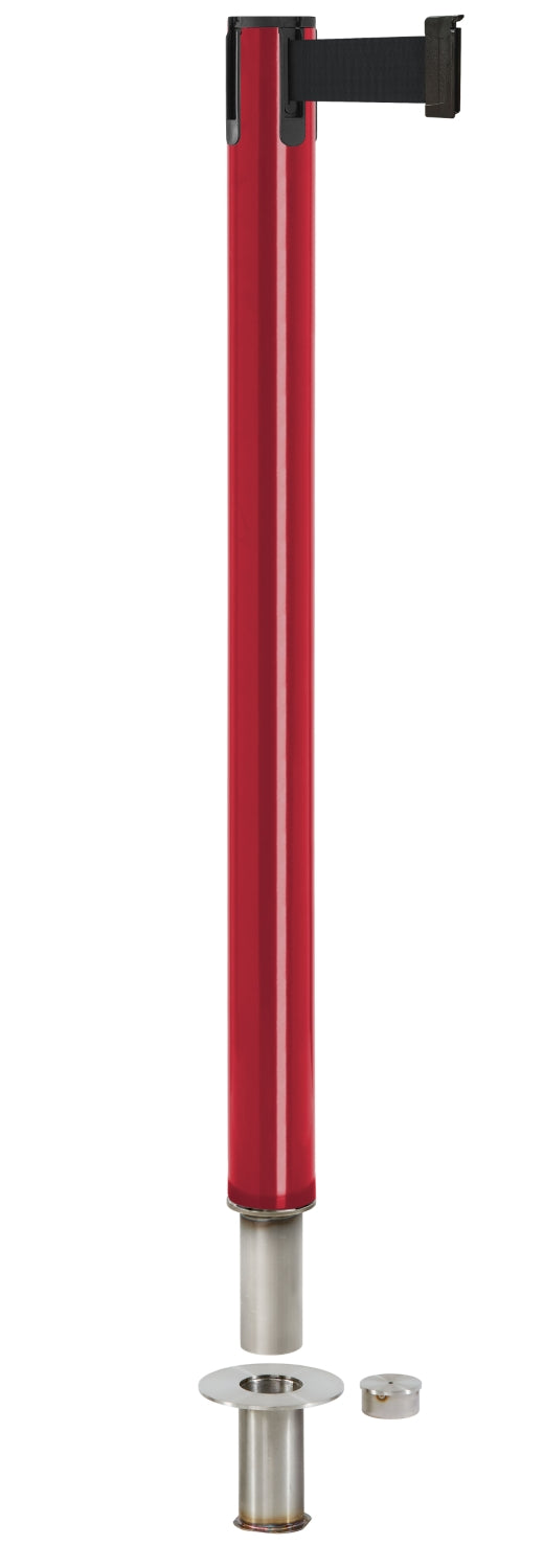 Contempo Removable Retractable Belt Stanchion - TR - Torch Red - Floor Socket