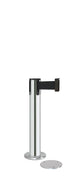 Contempo Exhibit Post | 24 in Retractable Belt Stanchion - PO - Polished Stainless - 5.5" Carpet Magnetic