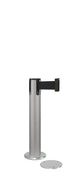 Contempo Exhibit Post | 24 in Retractable Belt Stanchion - SA - Satin - 5.5" Carpet Magnetic