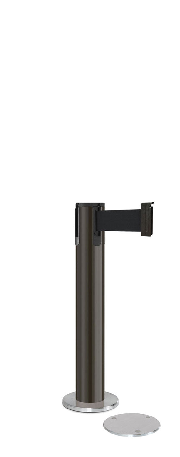 Contempo Exhibit Post | 24 in Retractable Belt Stanchion - SB - Statuary Bronze - 5.5" Carpet Magnetic