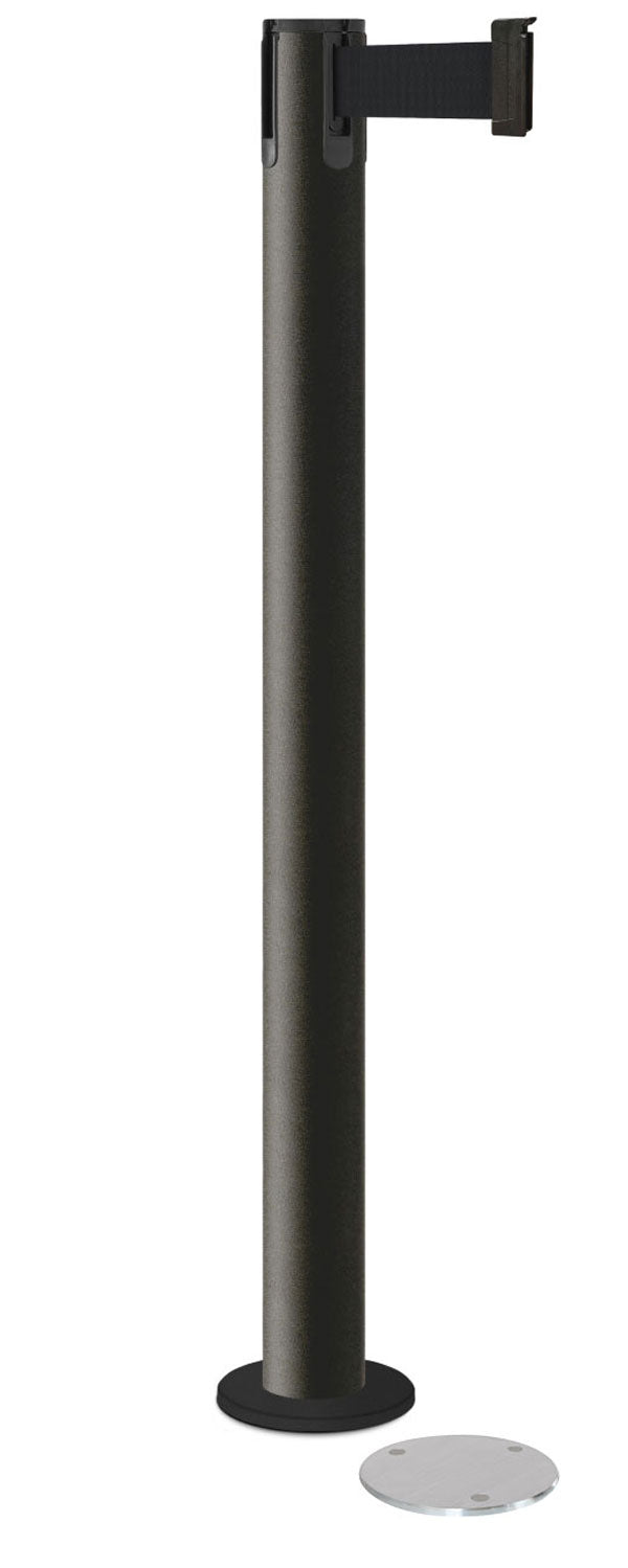 Contempo Magnetic Retractable Belt Stanchion - WB - Wrinkle Black - 5.5" Carpet Magnetic