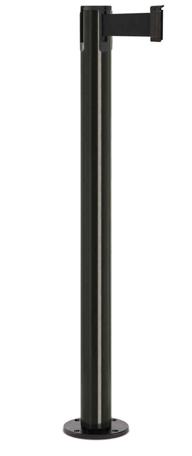 Contempo Permanent Retractable Belt Stanchion - GB - Gloss Black - Black Permanent