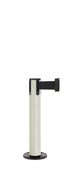 Contempo Exhibit Post | 24 in Retractable Belt Stanchion - LW - Lavi White - Black Permanent