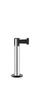 Contempo Exhibit Post | 24 in Retractable Belt Stanchion - PO - Polished Stainless - Black Permanent