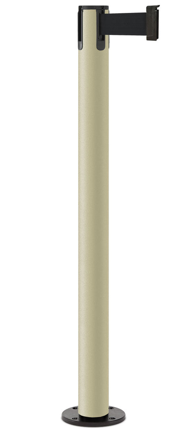 Contempo Permanent Retractable Belt Stanchion - PS - Pacific Sand - Black Permanent