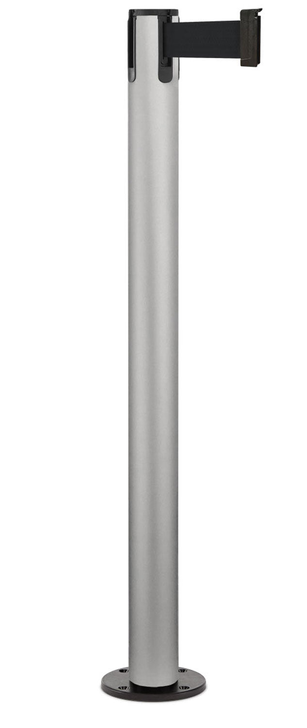 Contempo Permanent Retractable Belt Stanchion - SA - Satin - Black Permanent