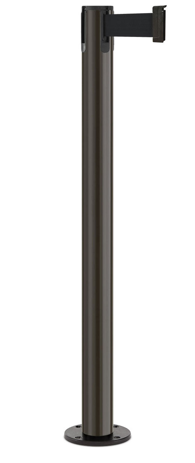 Contempo Permanent Retractable Belt Stanchion - SB - Statuary Bronze - Black Permanent