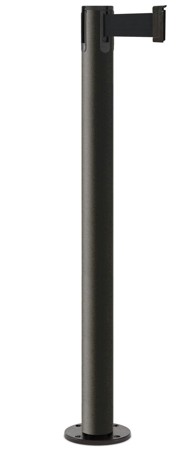Contempo Permanent Retractable Belt Stanchion - WB - Wrinkle Black - Black Permanent