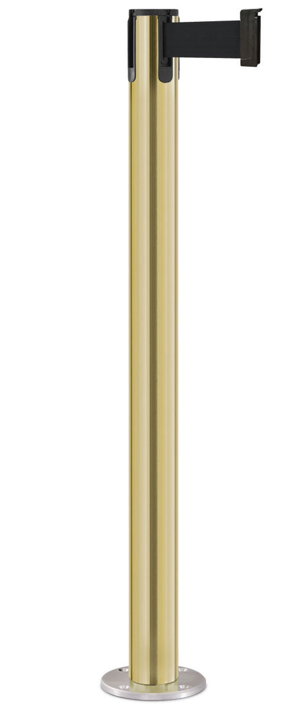 Contempo Permanent Retractable Belt Stanchion - BG - Brushed Gold - Satin Permanent